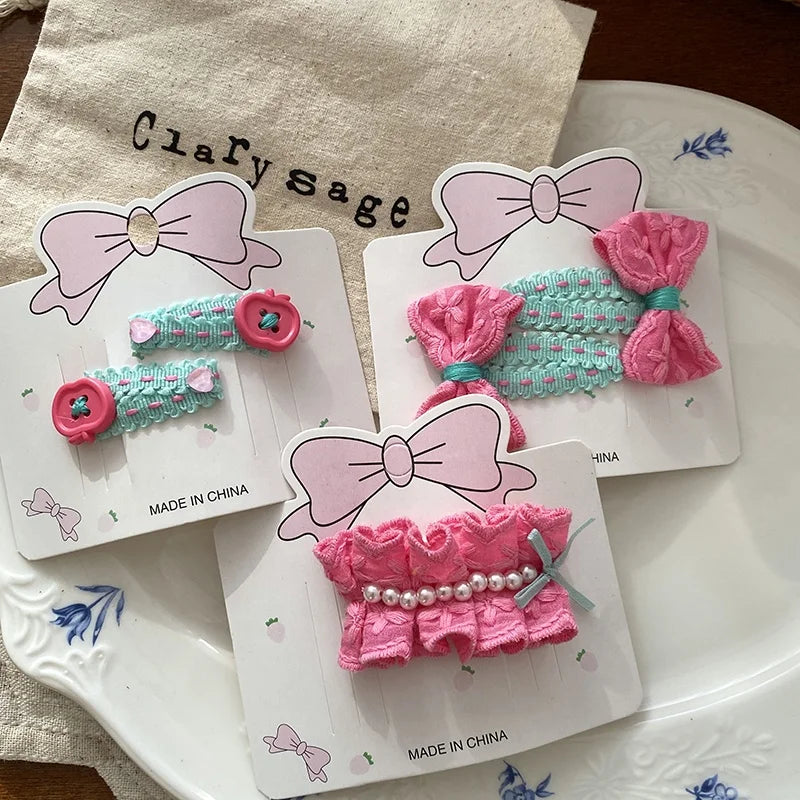 Fashion Cute Bowknot Imitation Pearl Hair Clips for Baby Girls Trendy Stylish Snap Clips for Kids Children Hair Accessories