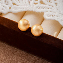 Female Gold Solid Brushed Ball S925 Silver 18k Gold-plated Small Stud Earring Fashion Elegant Charms in Stock Jewelry for Daily