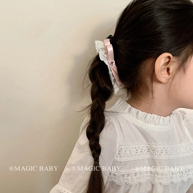 Fashion Sweet Elegant French Style Bowknot Hair Clips for Baby Girls Glitter Banana Clips for Kids Child Hair Accessories Chic
