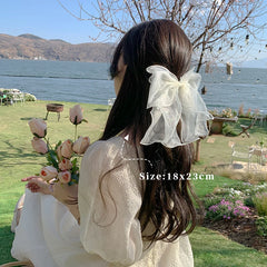 Brand New Lustrous Tulle Bowknot Hair Clips for Girls Solid Color Sweet Fashion Chic Barrette for Women Ladies Hair Accessories