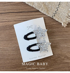 Simple Minimalistic Glitter Star Hair Clips for Baby Girls Fashion Chic Classic Snap Clips for Kids Children Hair Accessories