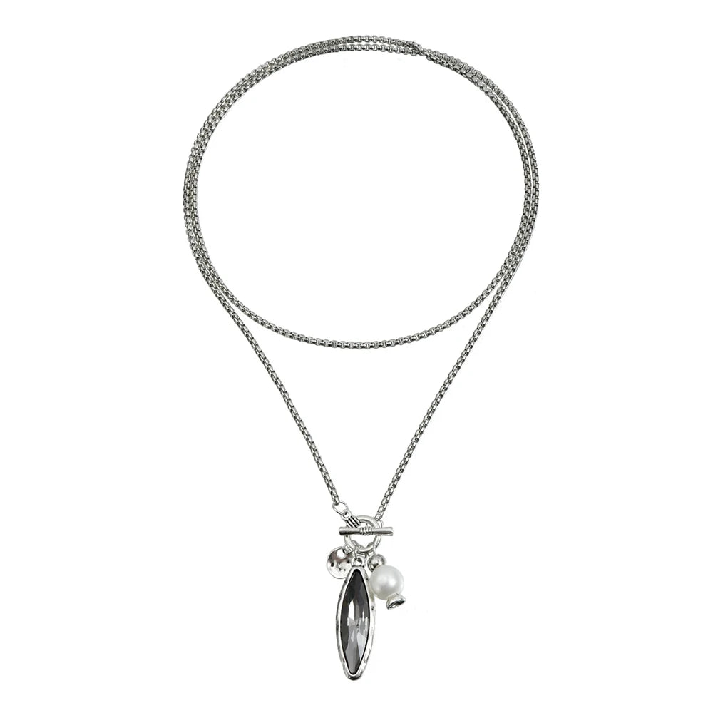 Fashion Imitation Pearl Simple Sweater Chain  Necklaces for Girls Sweet Elegant Jewellry for Women Ladies Accessories Wholesale