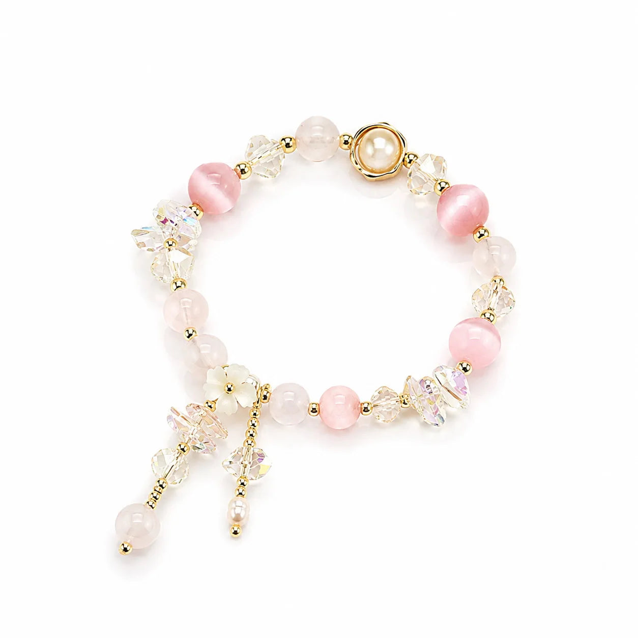 Fashion Natural Stone Crystal Freshwater Pearl Beads Bracelets for Girls Sweet Lucky Jewelry for Women Ladies Wholesale Bulk