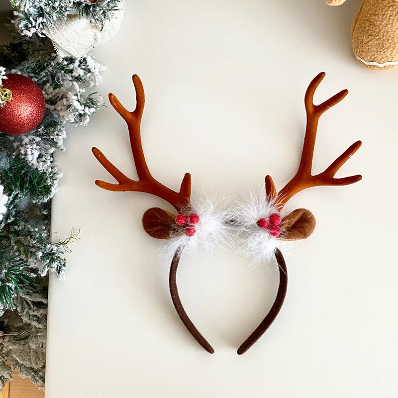 Christmas Children Head Bands Sweet Cute Cartoon Large Deer Hairbands for Baby Girls Wholesales New Christmas Hair Accessories