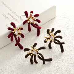 Women's Flocked Irregular Organic Branch Stud Earrings Cubic Zirconia Unique Trendy Exquisite Earrings Accessory Autumn Winter