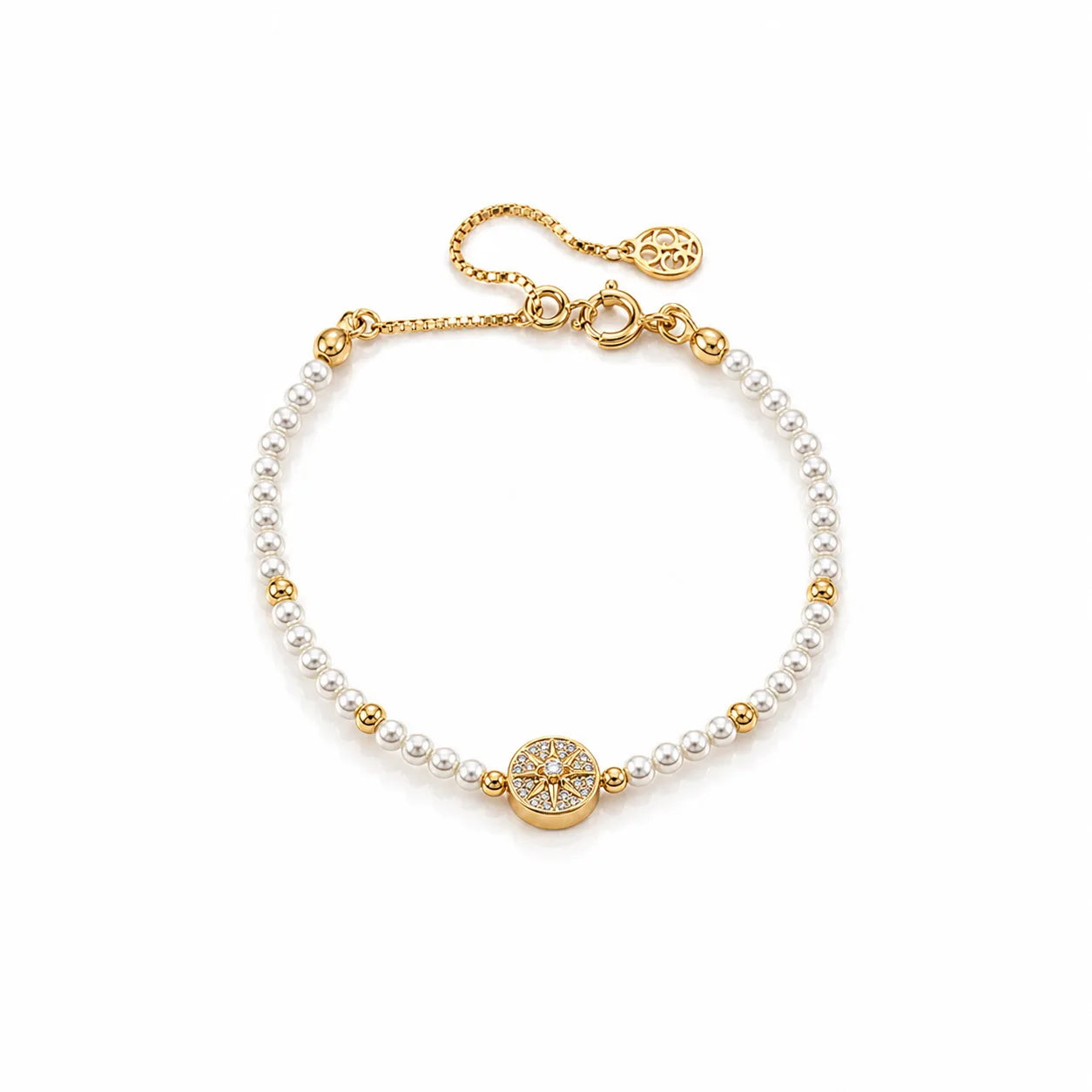 Fashion Imitation Pearl Cubic Zirconia 18K Gold Plated Bracelets for Girls Sweet Elegant Jewelry for Women Ladies Wholesale