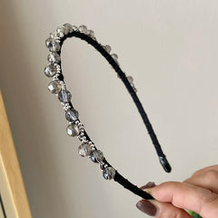 Women Silver Beads Slim Black Headbands Fashion Elegant Street Chic Wholesale in Stock Hairbands Accessories for Female Daily