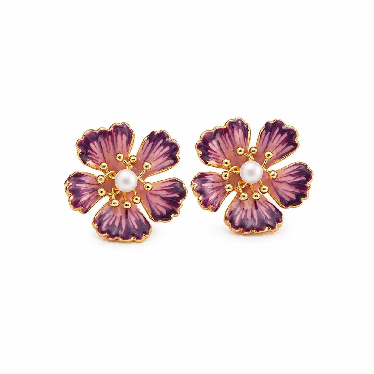 Ladies Flower Shape S925 Silver 18k Gold-plated Freshwater Pearl Stud Earring Elegant Fashion Low MOQ in Stock Jewelry for Women
