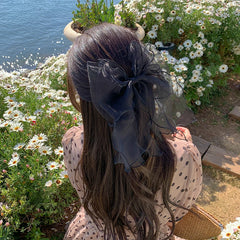 Brand New Lustrous Tulle Bowknot Hair Clips for Girls Solid Color Sweet Fashion Chic Barrette for Women Ladies Hair Accessories