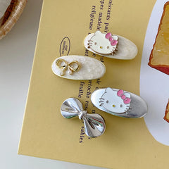 Brand New Alloy Kitty Bowknot Hair Clips for Girls Kids Women Sweet Cute Fashionable Alligator Hair Accessories for Parties