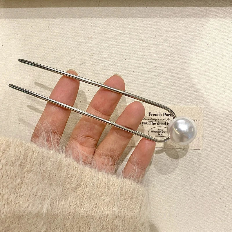 Female Hot Sale Simple Imitation Pearl Small Hair Fork Fashion Chic Elegant Customized Wholesale in Stock Causal Hair Accessory