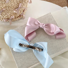Gilry Elegant Bowknot Barrette Clips Fashion Solid Color Hairpins Accessories for Children's Daily School Sports Made of Fabric