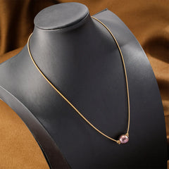 Women Simple Chain Glass Pearl 18k Gold-plated Purple Necklace Low MOQ Bulk in Stock  Elegant Jewelry for Female Causal Party