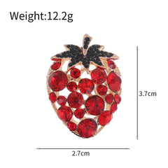 Fashion Rhinestone Glitter Strawberry Fruits Brooches for Girls Stylish New Design Pins Jewelry for Women Ladies Accessories