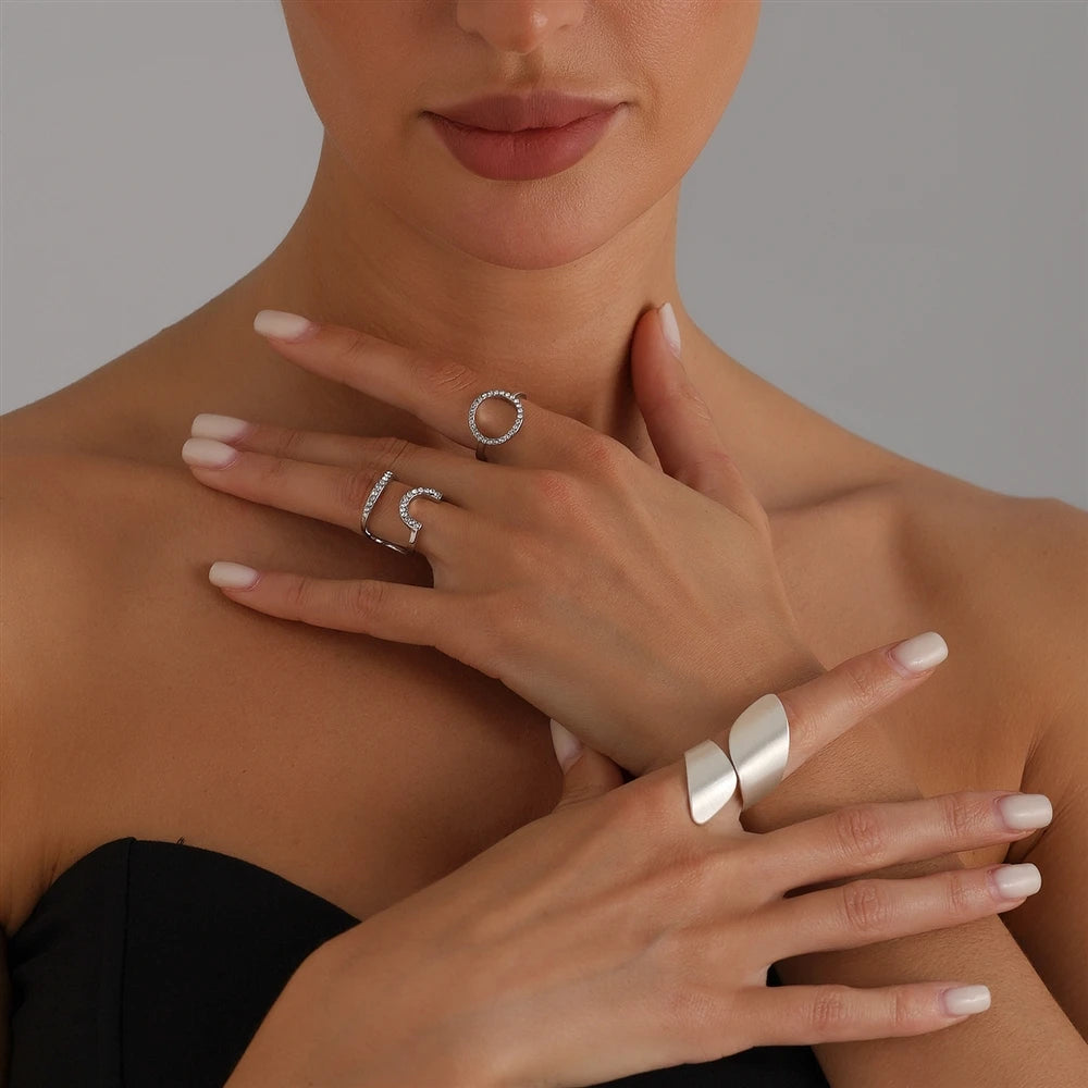 Fashion Simple Trendy Stylish Rings for Girls Minimalistic Elegant Art Deco Dainty Jewelry for Women Ladies Accessories Chic