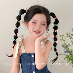 Mini Bowknot Cute Sweet Scrunchies Solid Color Kawaii Hair Ties for Baby Girls Kids Children Teens Hair Accessories Stock