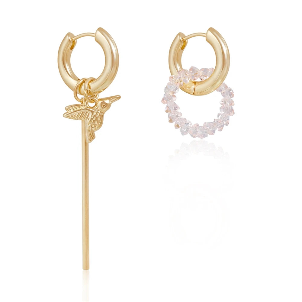 Fashion Bird Animals Sweet Rhinestone Simple Drop Earring for Girls Elegant Glamorous Fine Jewelry for Women Ladies Accessories