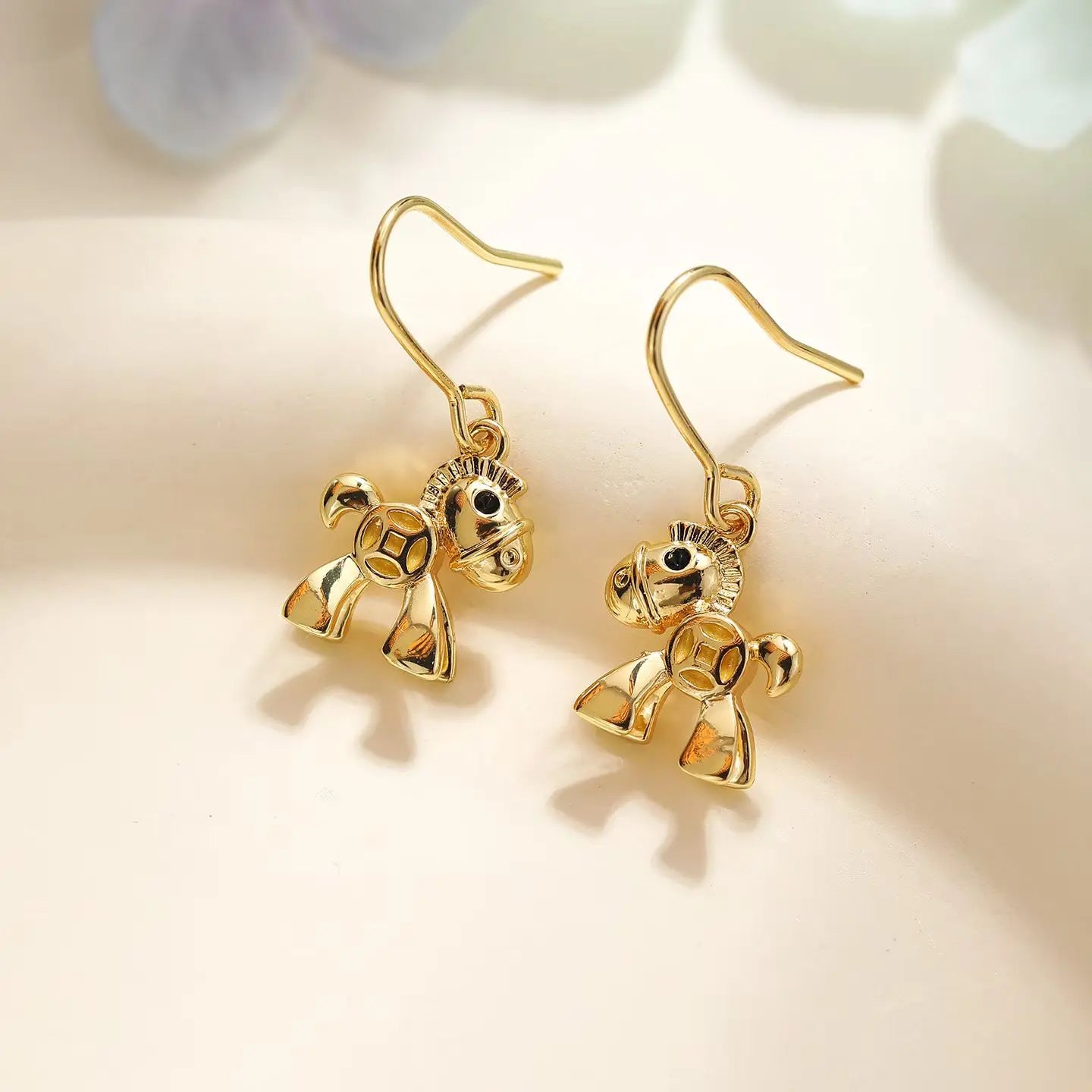 Sweet Fashion Trendy Animals Horses New Year Drop Earrings for Girls Elegant Dainty Jewelry for Women Ladies Accessories Chic