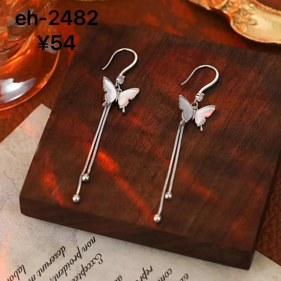 Female Flower Heart Butterfly Slim Small Dangle Earring Fashion Elegant Sweet Wholesale Bulk Order Jewelry Accessories for Daily
