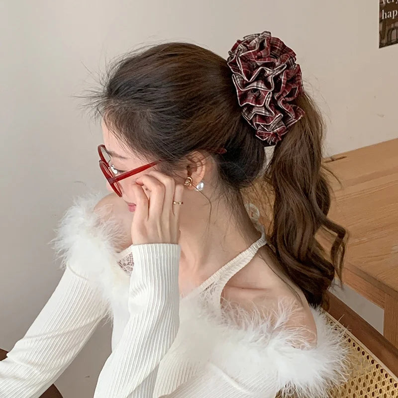 Fashion Flower Multi Layers Luxury Scrunchies for Girls Cute Sweet Vintage Hair Ties for Women Ladies Hair Accessories in Stock