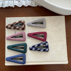 Vintage Plaid French Style Hair Clips for Girls Fashion Trendy Stylish Simple Snap Clips for Women Ladies Hair Accessories
