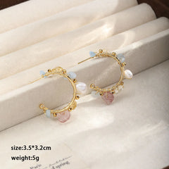 Fashion Natural Stone Freshwater Pearl S925 Silver Hoop Earrings for Girls Sweet Jewelry for Women Ladies Wholesale Low MOQ