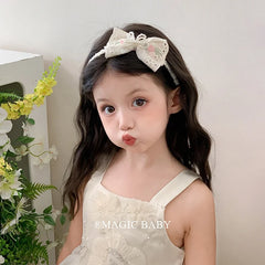 Sweet Cute Bowknot Flower Imitation Pearl Head Band for Baby Girls Elegant Graceful Hair Band for Kids Children Hair Accessories