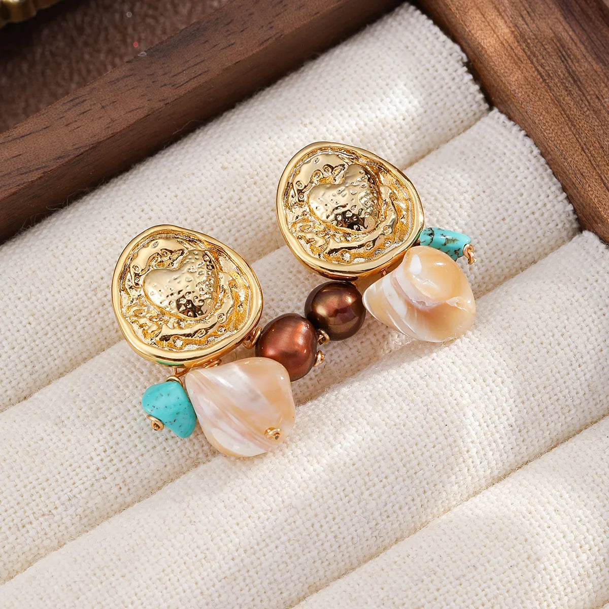 Ladies Shell Turquoise S925 Silver Freshwater Pearl Stud Earring Elegant Charms Dainty Low MOQ in Stock Bulk Jewelry for Women