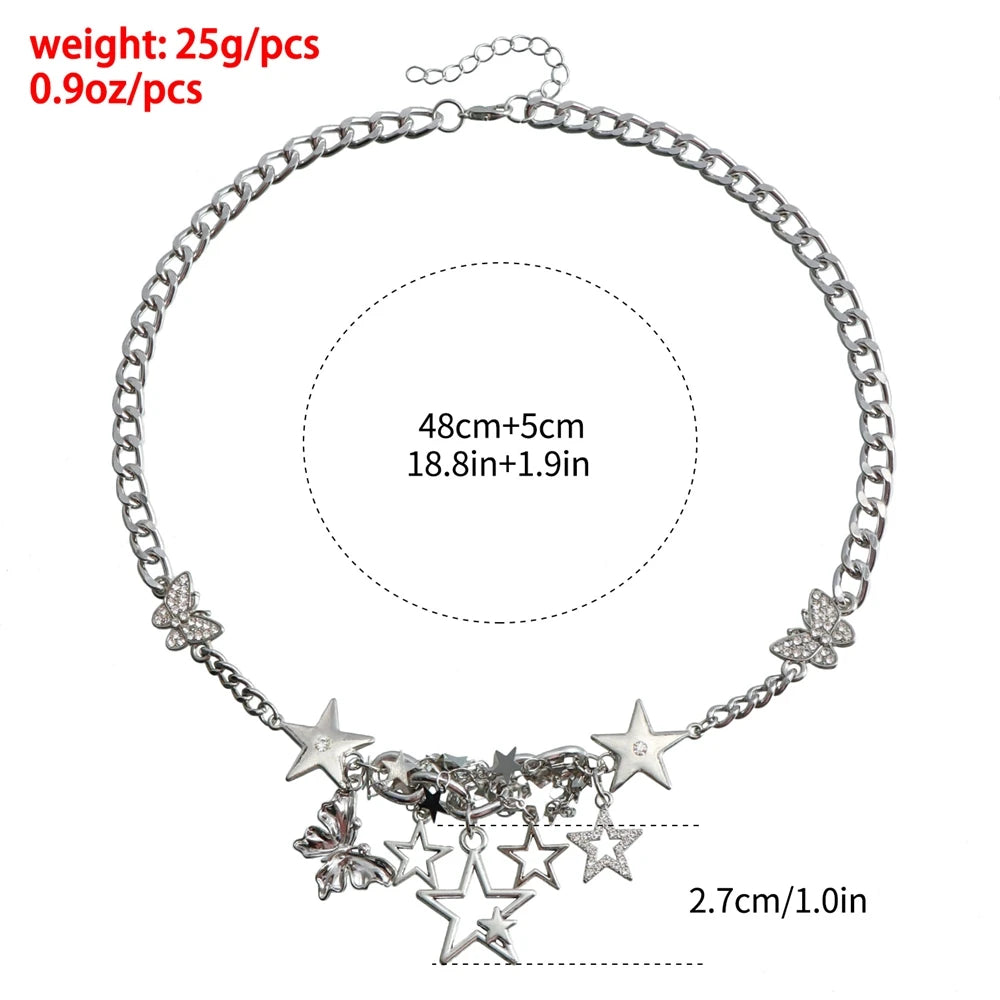 Fashion Butterfly Stars Sweet Spicy Necklaces for Girls Elegant Charms Alloy Jewelry for Women Ladies Accessories Wholesale