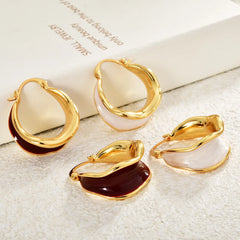 Fashion Chic Hoop Earrings Copper Plated Real Enamel Oil Drop Earrings Niche Design Elegant Retro Earrings for Women Jewelry