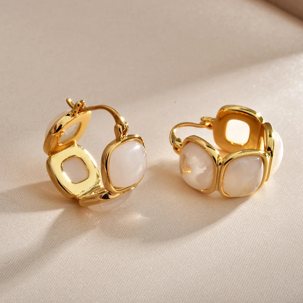 Female Trendy Hoop Earrings Geometric Artistic Maillard Coffee Resin Earrings Fashion Unique High-end Stylish Ear Jewelry Bulk