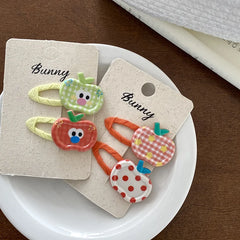 Fashion Sweet Cute Apple Fruits Plaid Hair Clips for Baby Girls Stylish Kawaii Snap Clips for Kids Children Hair Accessories
