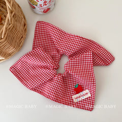 Sweet Cute Red Grid Dots Animals Bowknot Print Kerchief Scrunchies Kids Daily Fashion Hair Ties Accessories for Girls