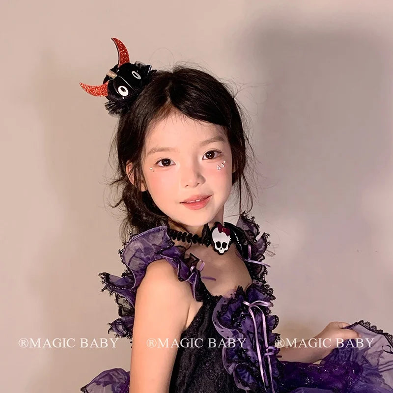 Halloween Pumpkin Hair Clip Skull Demon for Kids Spooky Cute Hairpins Child Costume Party Hair Accessories Trick or Treat Gift