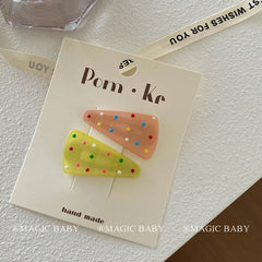 Wholesale Kids Hairpins Accessories Candy Color Dots Triangle Shape Snap Clips Alloy 5cm Sweet Fashion for Children's Daily