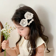Fashion Solid Color Lace Bowknot Snail Hair Clips for Baby Girls Kawaii Cute Alligators Elegant Hair Accessories for Kids Child