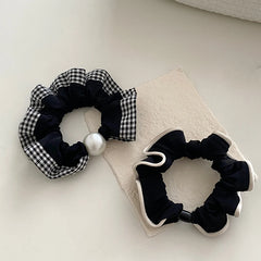 Female Black Imitation Pearl Hair Ties Elegant Fashion Simple Ponytail Holder in Stock Scrunchies Accessories for Women Office