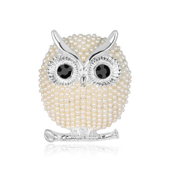 Fashion Luxury Imitation Pearl Owl Sweet Brooches for Girls Elegant Glamorous Charms Pins Jewelry for Women Ladies Accessories
