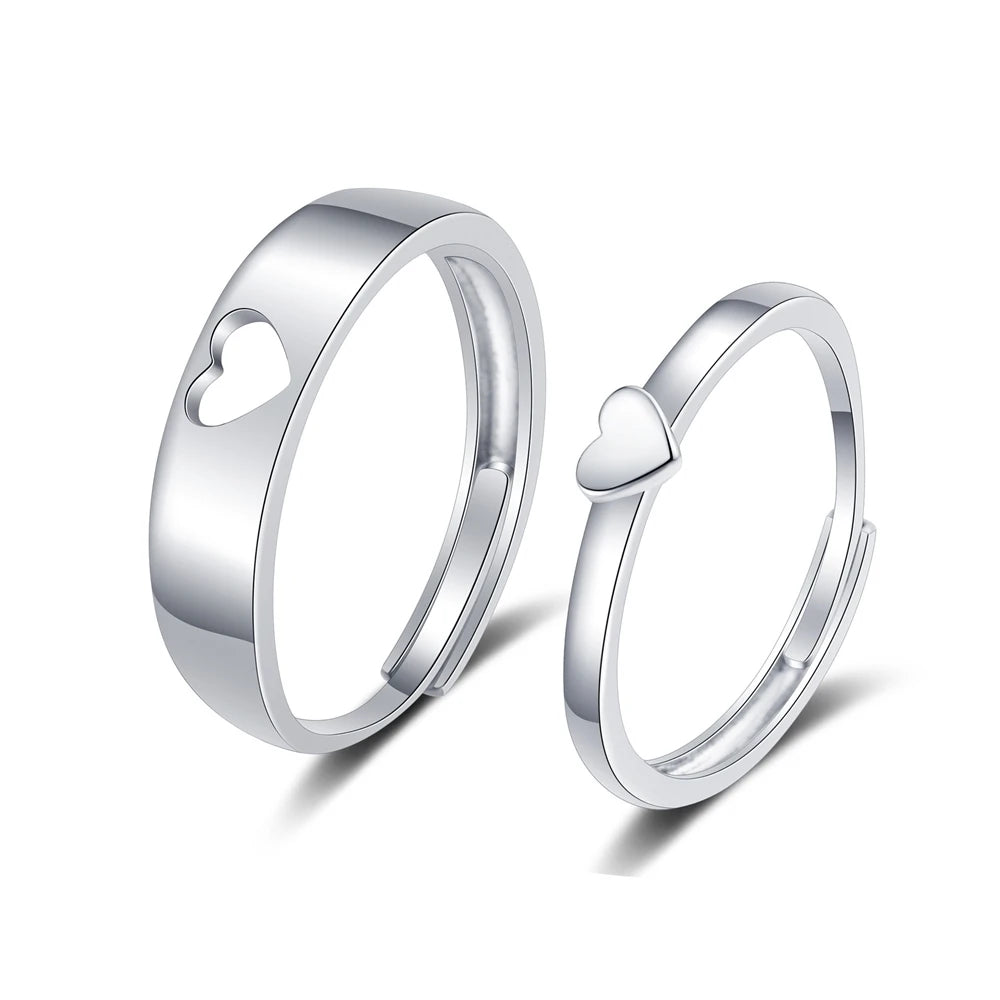 Korean-style Simple Heart-shaped Hollowed-out Rings Cute Gifts for Women Couple Wedding Ring Engagement Marriage Jewelry Bulk