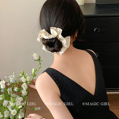 Elegant Vintage Scrunchies Girls Chic Hair Ties Solid Color Dot Accessory for Women Fashionable Chic Hair Accessories