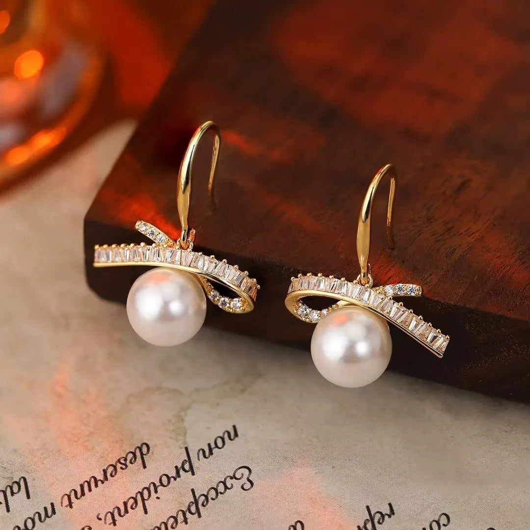 Women Imitation Pearl Simple Earring Trendy Fashion Elegant Graceful Wholesale Lightweight Jewelry Accessories for Ladies Daily