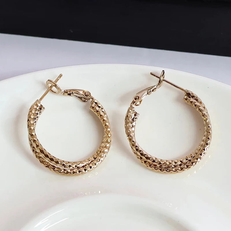 Simple Fashion Classic Vintage Refined Hoop Earrings for Girls Charms Art Deco Jewelry for Women Ladies Accessories Wholesale
