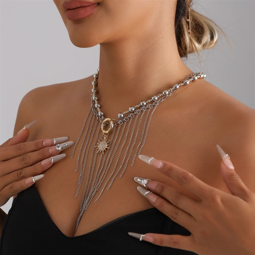 Fashion Tassel Beads Layered Wearing Necklaces for Girls Punk Spicy Jewelry for Women Ladies Accessories Chinese Supplier