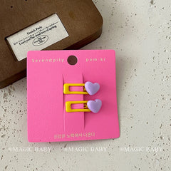 Cute Chic Simple Snap Hair Clips 5cm Heart-Shaped Candy Colors Baby Girls' Fashion Accessories Alloy Material for Party