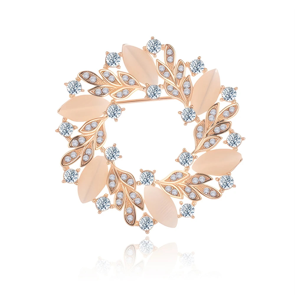 Fashion Sweet Elegant Glitter Rhinestone Brooches for Girls Luxury Leafs Pins Jewelry for Women Ladies Accessories Hot Sale