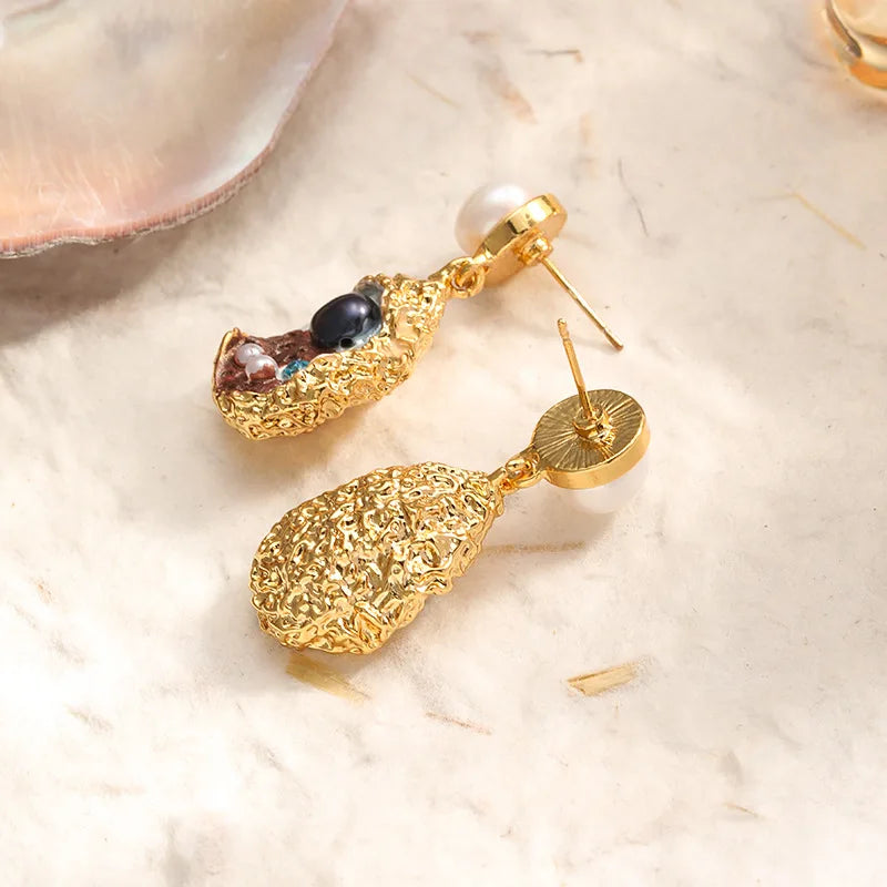 Fashion S925 Silver Freshwater Pearl Drop Earrings for Girls Elegant Luxury Copper 18K Gold Jewelry for Women Ladies Wholesale