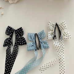 Classic Polka Dot Solid Color Bowknot Hair Clips for Girls Sweet Elegant Fashion Alligators for Women Ladies Hair Accessories