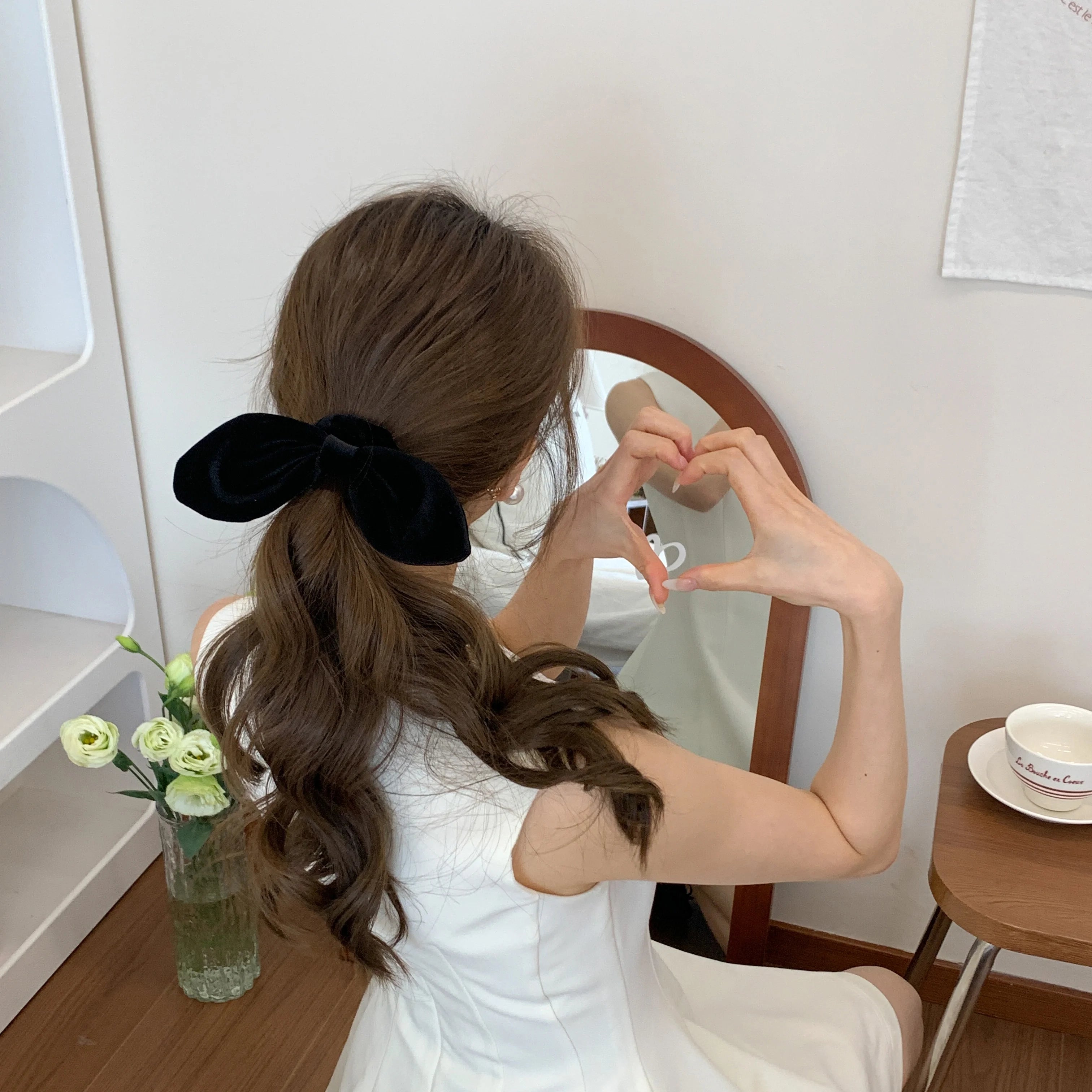 Sweet Simple Fashion Elegant Bowknot Scunchies for Girls Trendy Graceful Hair Ties for Women Ladies Accessories in Stock Chic