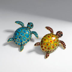 Fashion Trendy Glitter Tortoise Animals Brooches for Girls Sweet Stylish Pins Jewelry for Women Ladies Accessories Wholesale