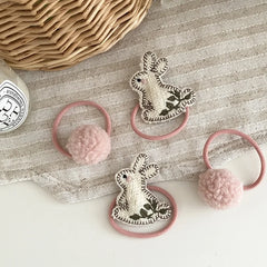 Sweet Cute Rabbit Animals Bunny Scrunchies for Baby Girls Fashion Princess Style Hair Ties for Kids Children HAir Accessories